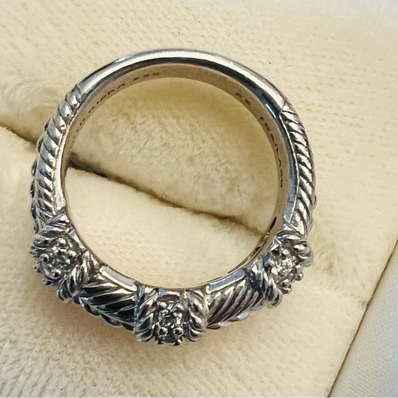 Judith Ripka 925 Sterling Silver CZ Braided Rope Band Ring Size 7 Designer - Picture 3 of 6